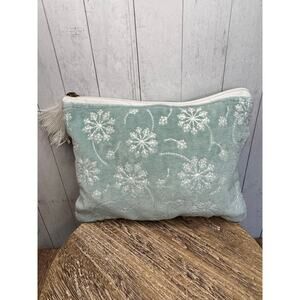 Light Blue Velvet Pouch 8 x 6 inches Dandelion Spring Bag Large Makeup Bag